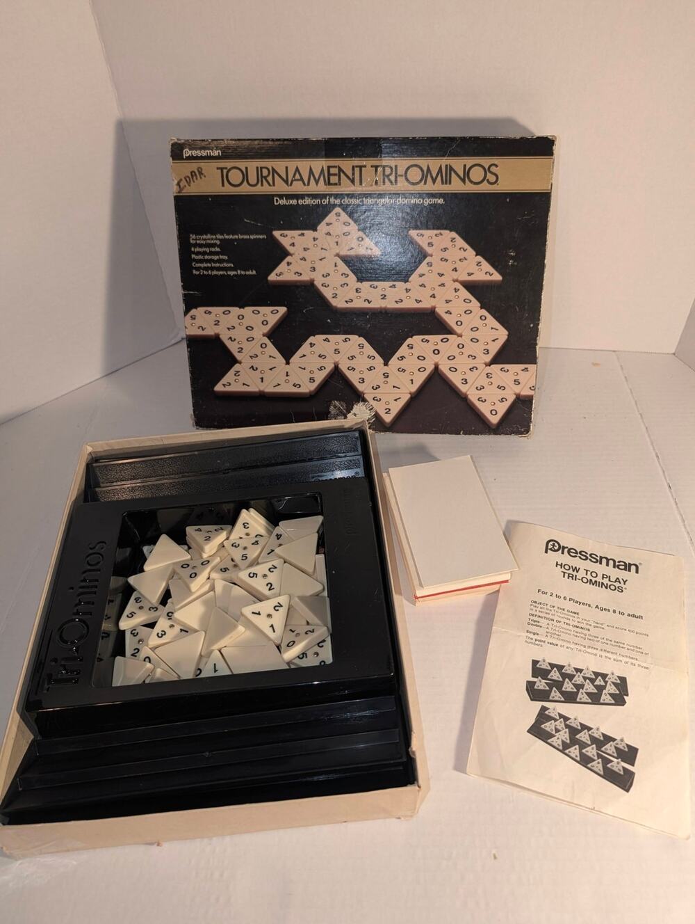 Vintage Tri-Ominos Deluxe Tournament Puzzle Matching Domino Game 1986 - Complete